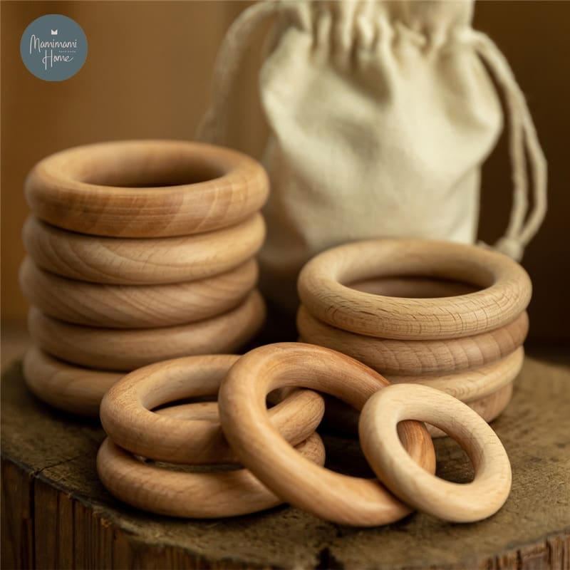 5Pcs 40/55/70mm Beech Wooden Baby Teething Toy GYOBY® TOYS