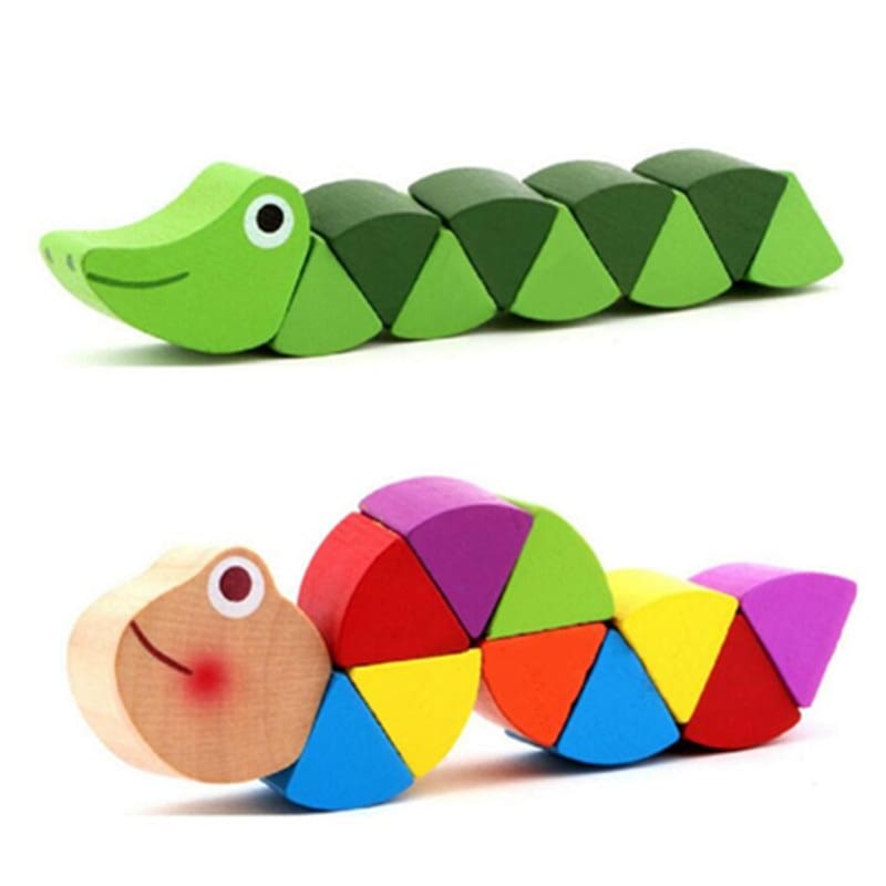 Kid's Wooden Caterpillar / Crocodile Shaped Toy