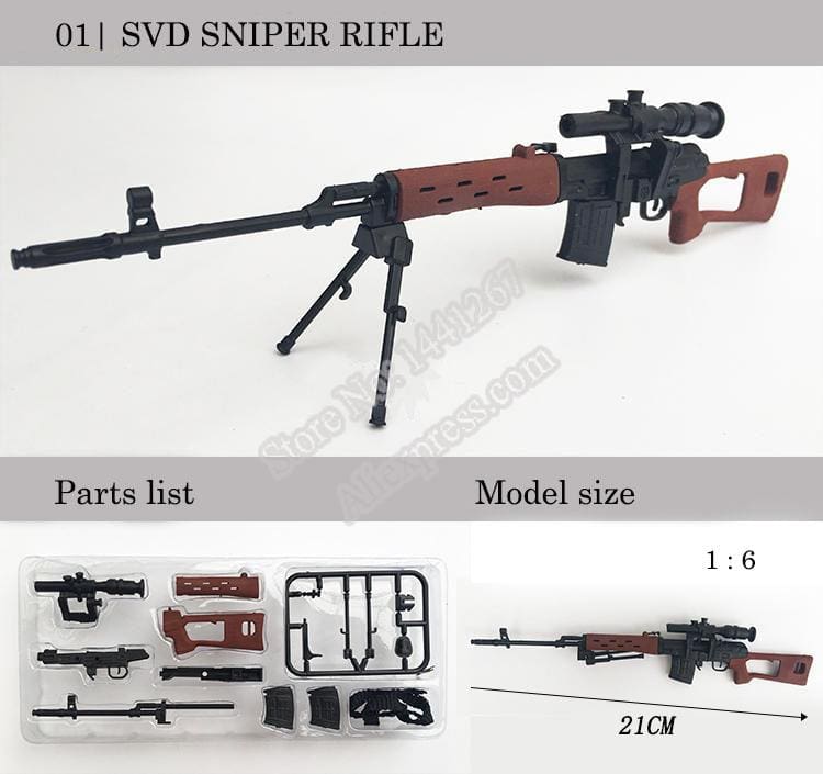 1:6 Sniper Rifle Miniature Weapons Pack Toy