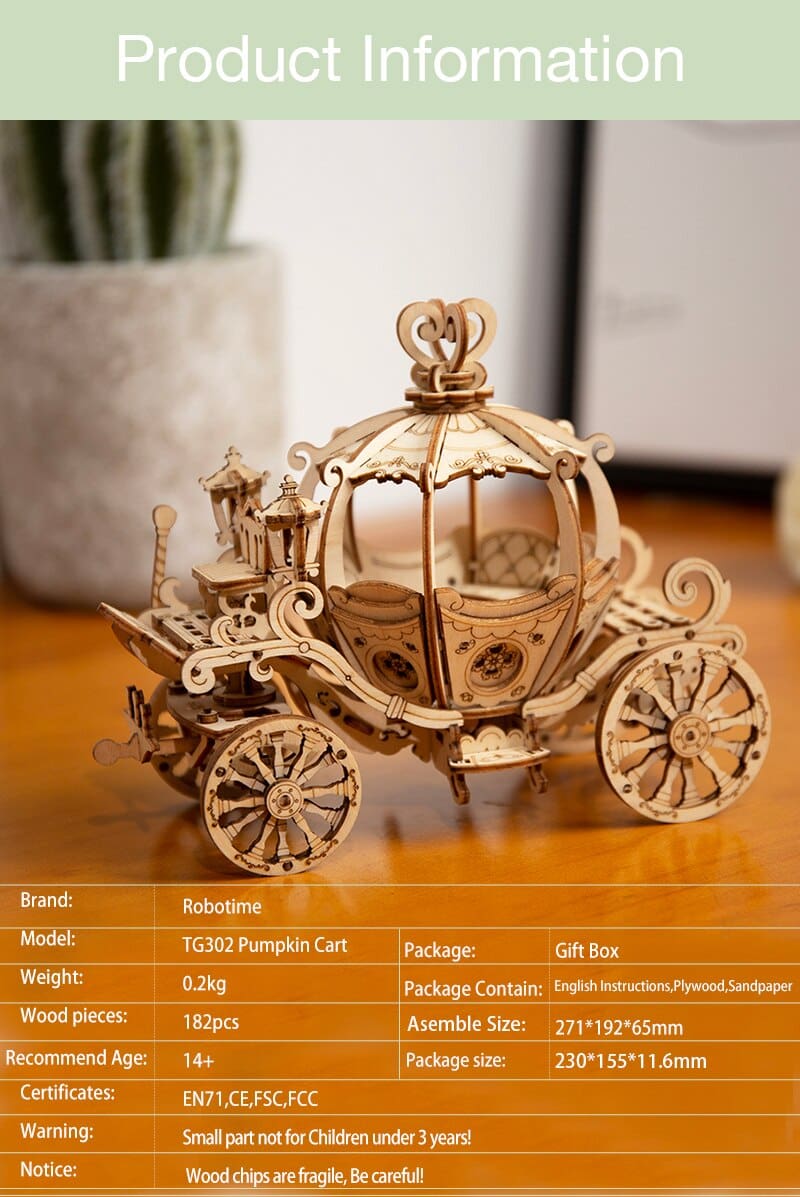 Pumpkin Cart 3D Wooden Puzzle Kit Toys