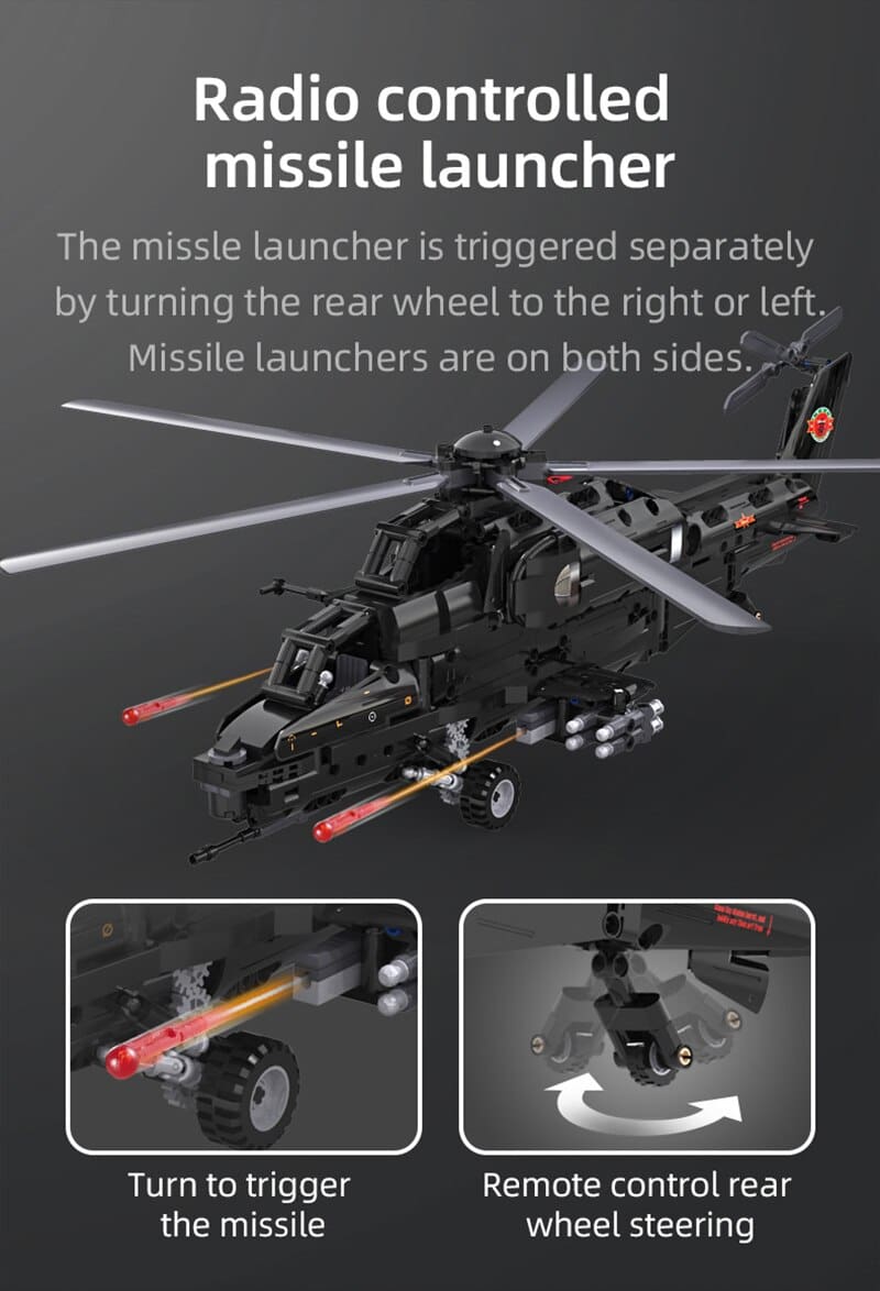 Military RC Helicopter DIY Model Building Blocks Toy