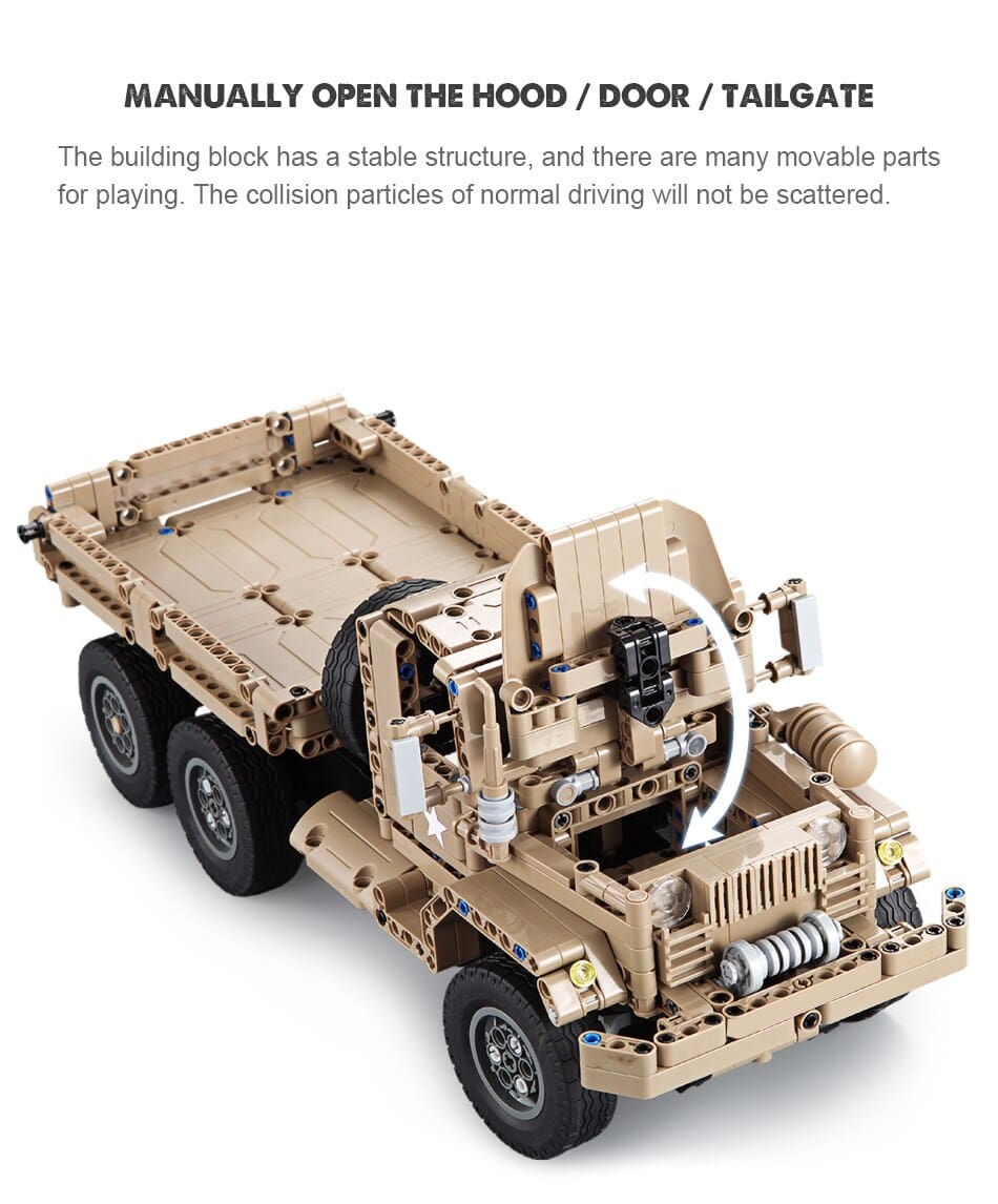 Military RC Truck DIY Model Building Blocks Toy