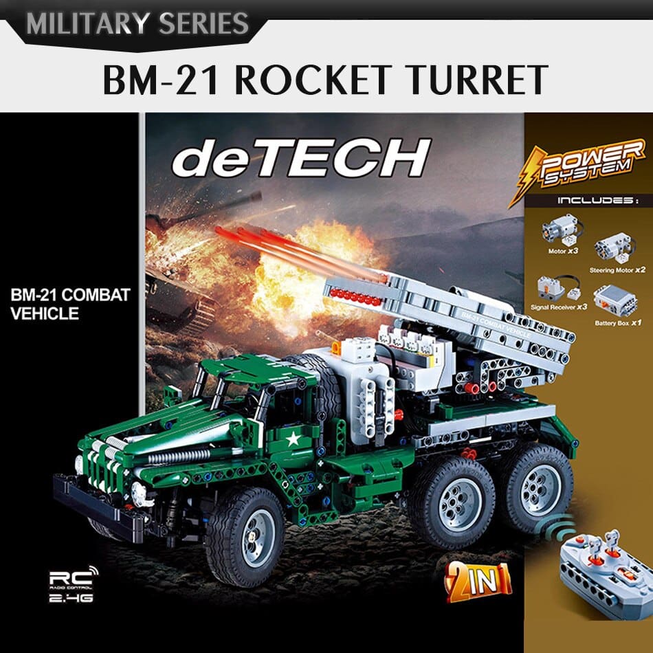 Military RC Rocket Turret Truck Model Building Blocks Toy