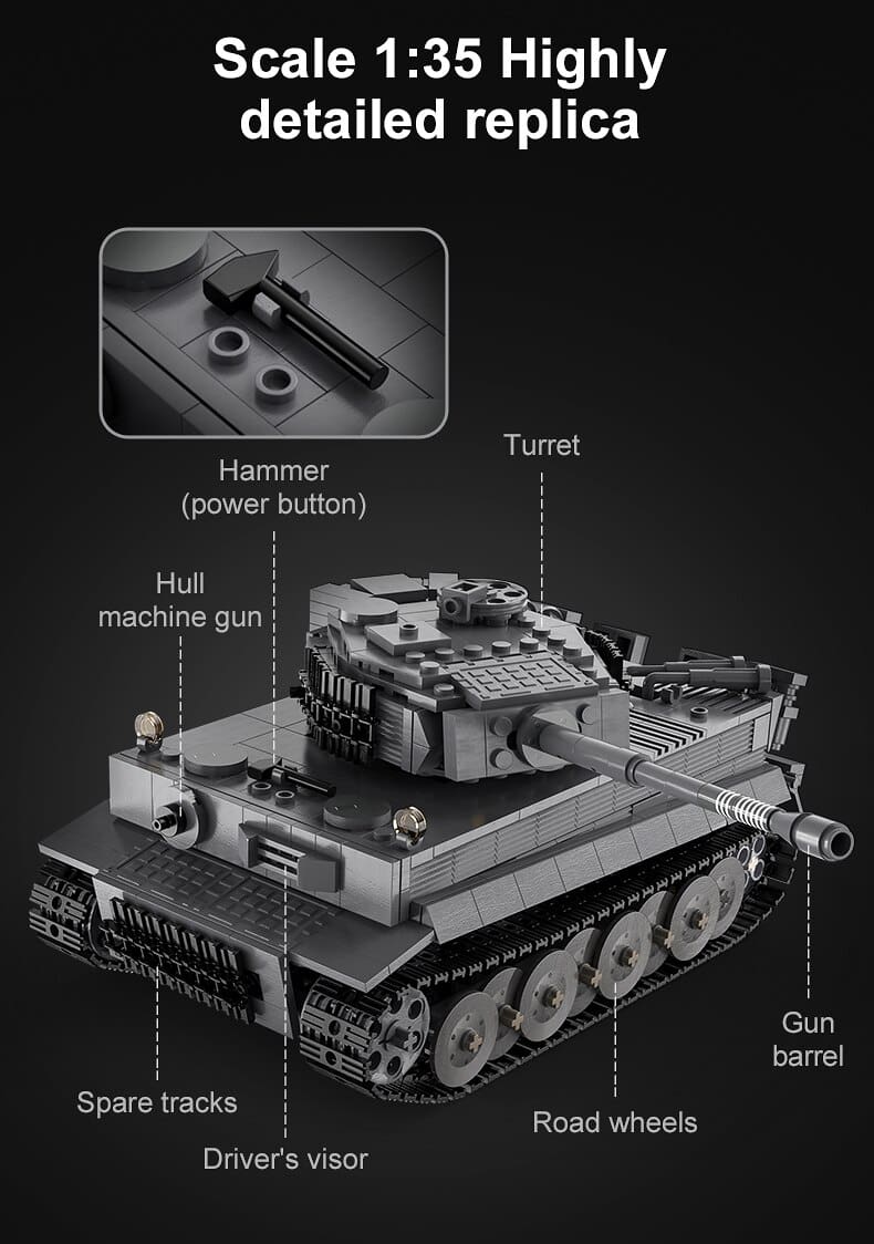 Military RC Tiger Tank DIY Model Building Blocks Toy