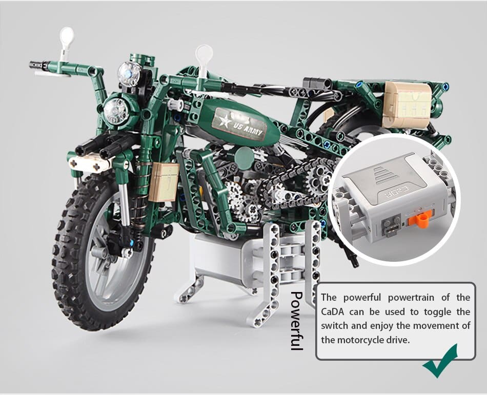 World War 2 Motorcycle DIY Model Building Blocks Toy