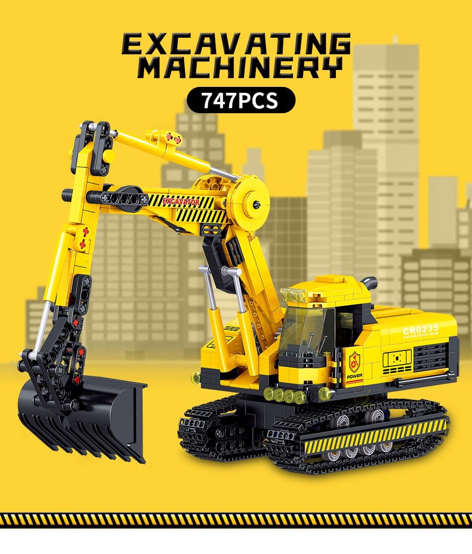 Engineering Excavator Model Building Blocks Toy