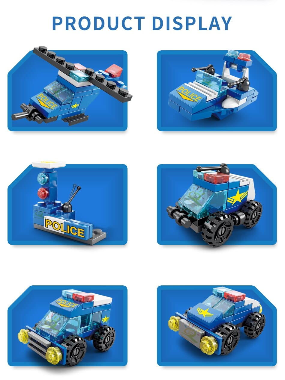 6IN1 Fire Police Army Engineering Building Blocks Toy