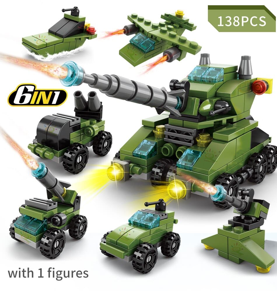 6IN1 Fire Police Army Engineering Building Blocks Toy