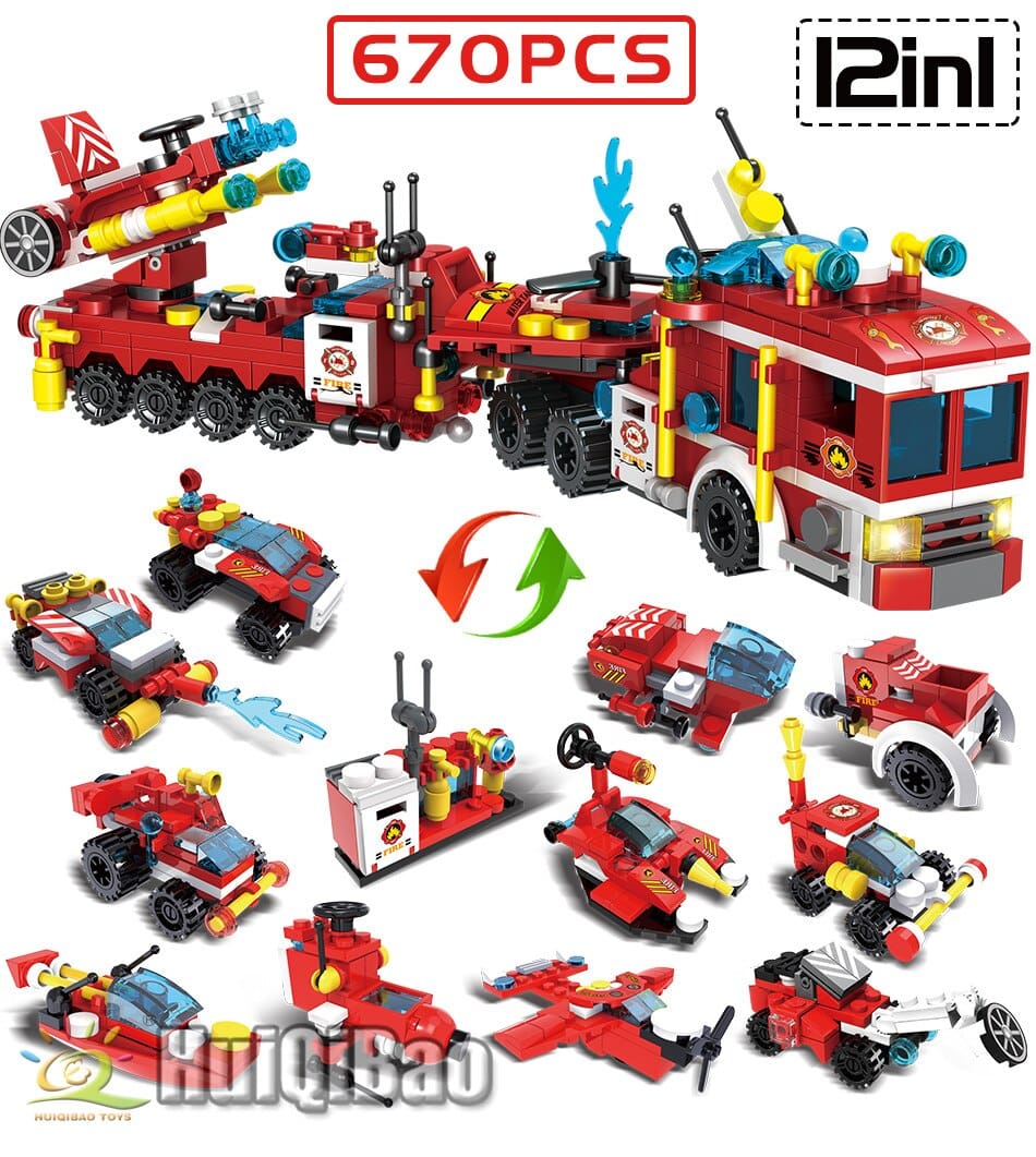 Fire Fighting Trucks Model 2 Building Blocks Toy