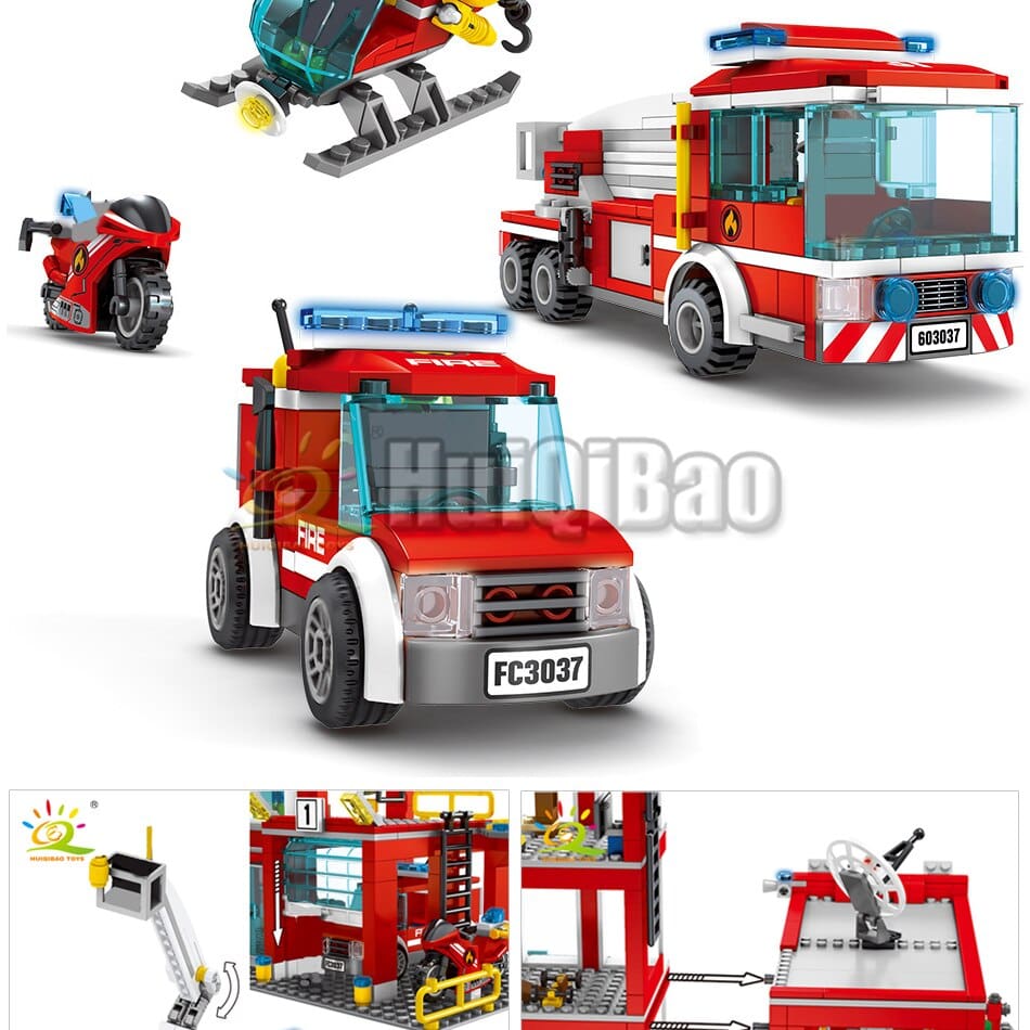 Fire Station Model Building Blocks Toy