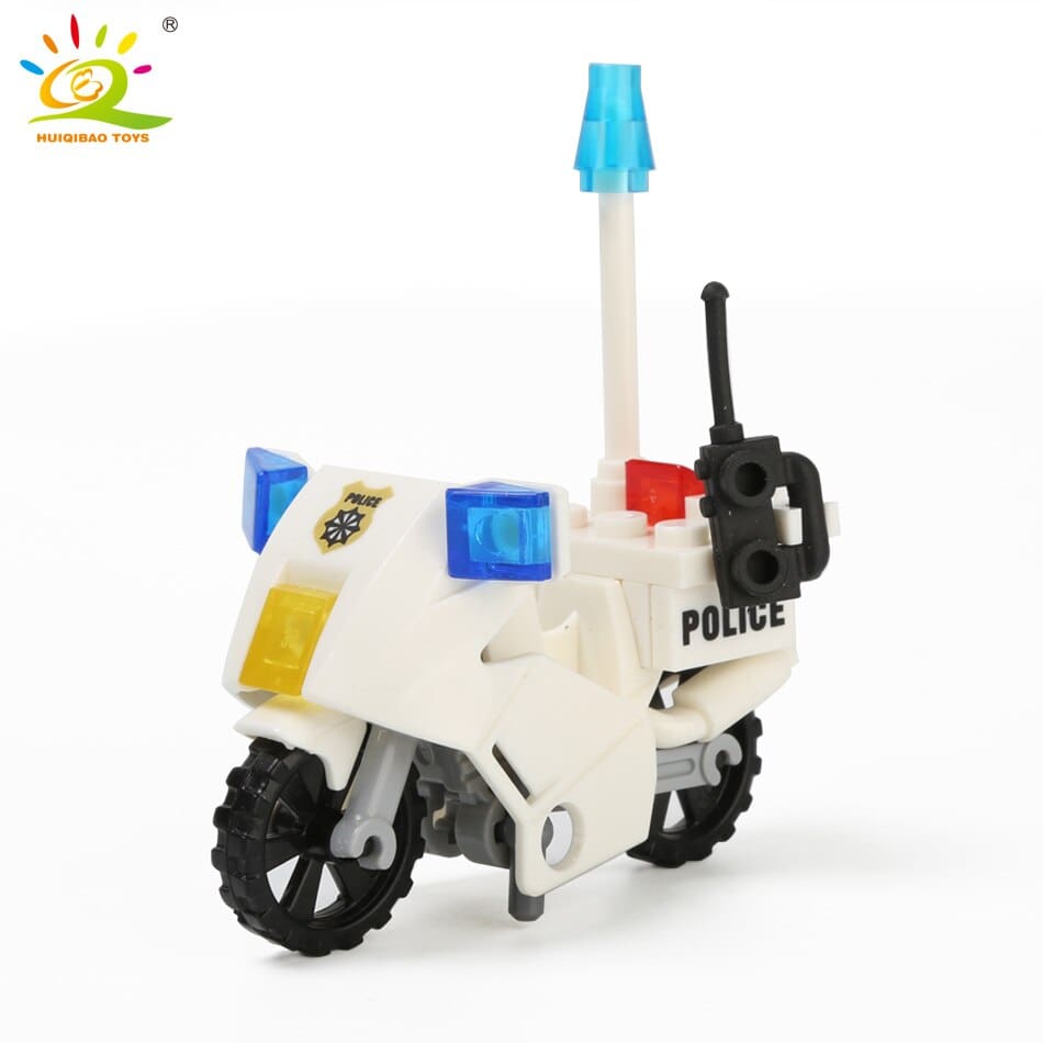 City Police Patrol Motorcycle Building Blocks Toy
