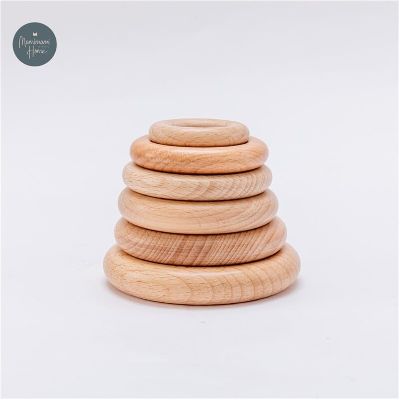 5Pcs 40/55/70mm Beech Wooden Baby Teething Toy