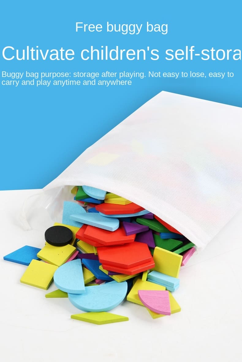 Colorful Wooden Tangram Puzzle Toy for Kids