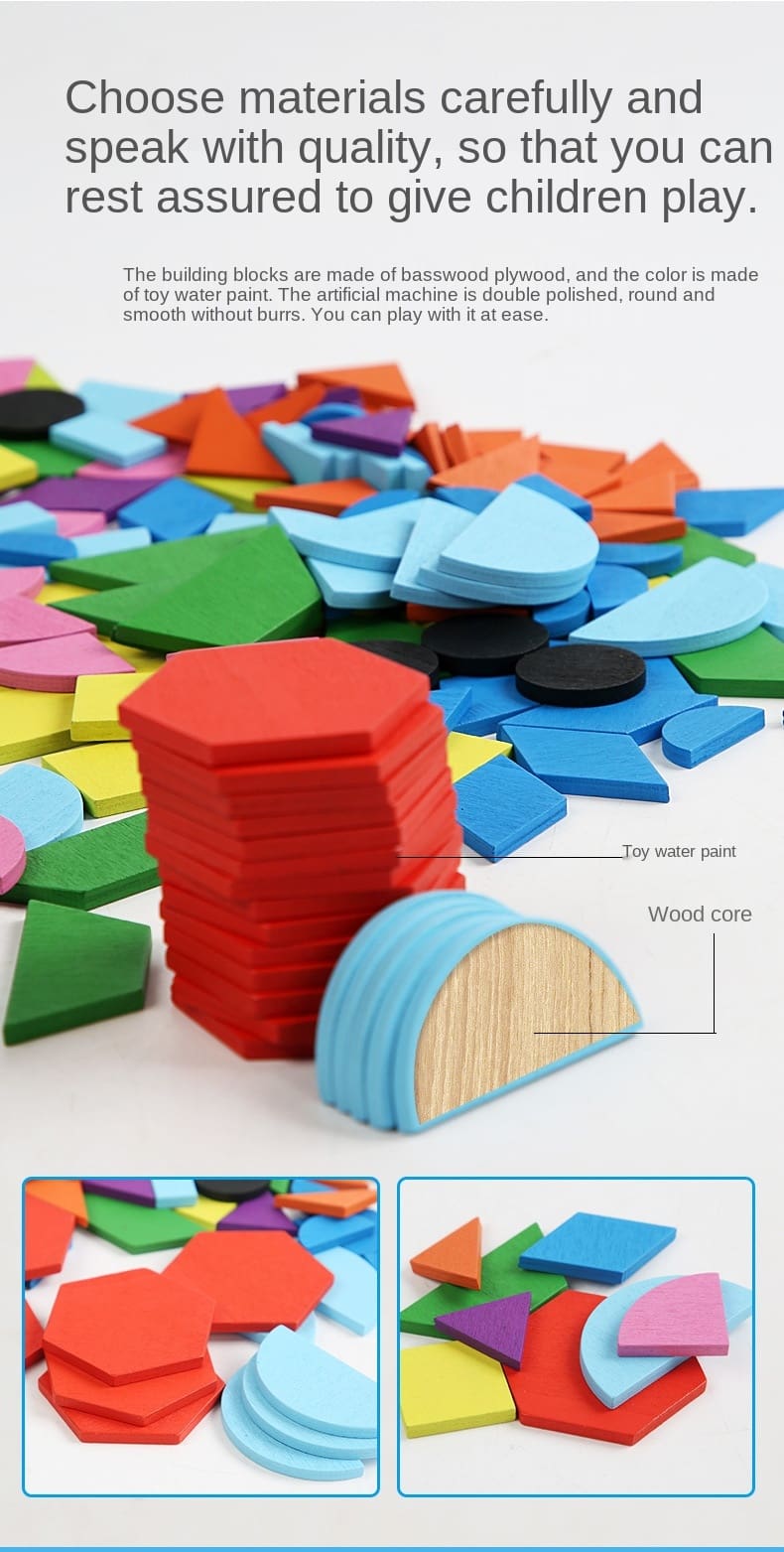 Colorful Wooden Tangram Puzzle Toy for Kids