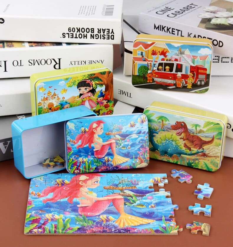 60 Pieces Wooden Cartoon Puzzle Toy for Kids