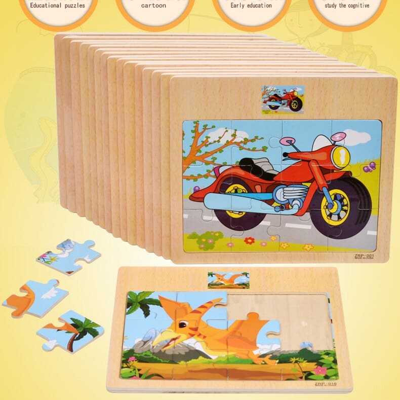 12 Slices Wooden Jigsaw Puzzle Toy for Kids