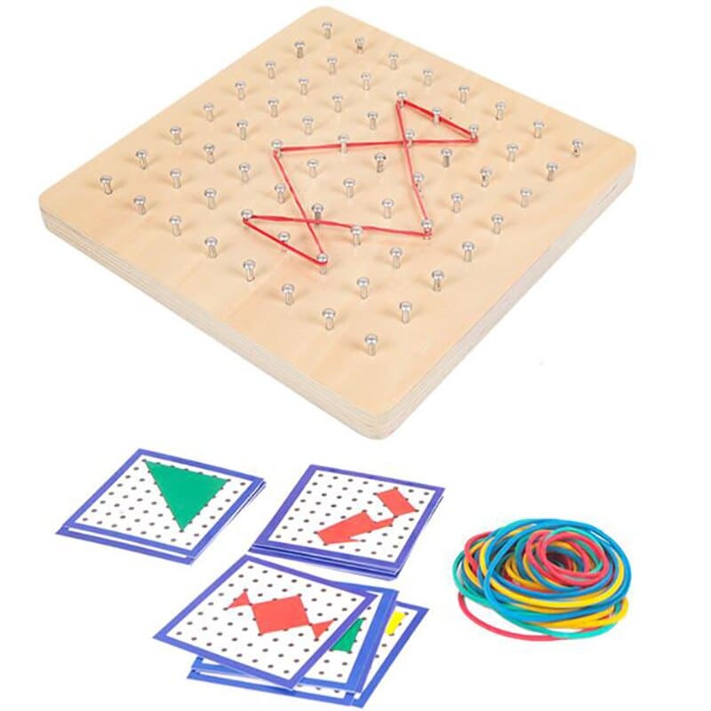 Montessori Toys Kids Wooden Geoboard Mathematical Manipulative Material Array Block Geo Board Graphical Educational Toys