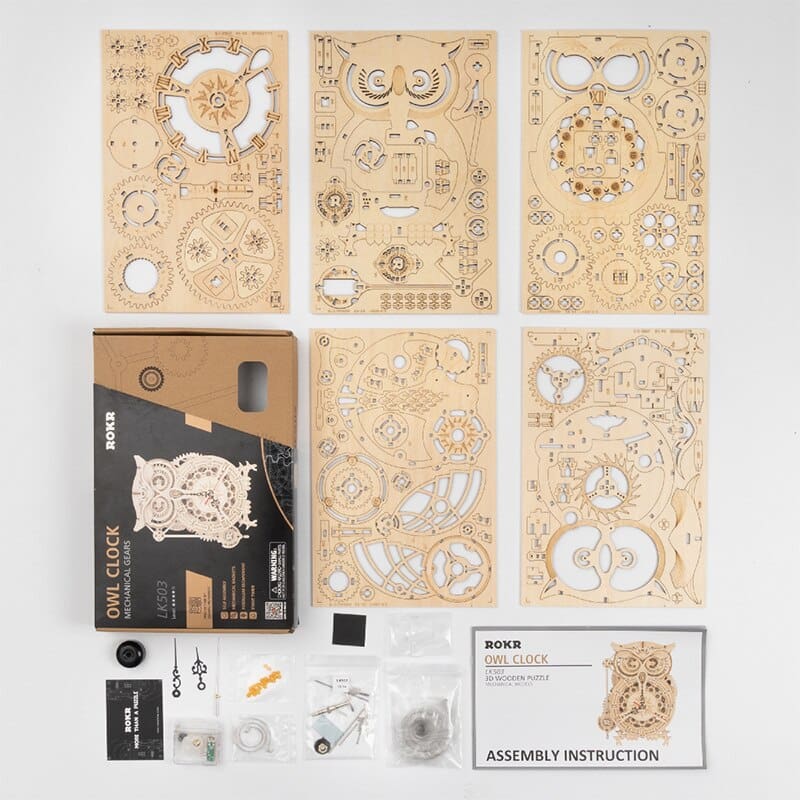 Owl Clock 3D Wooden Puzzle Kit Toys