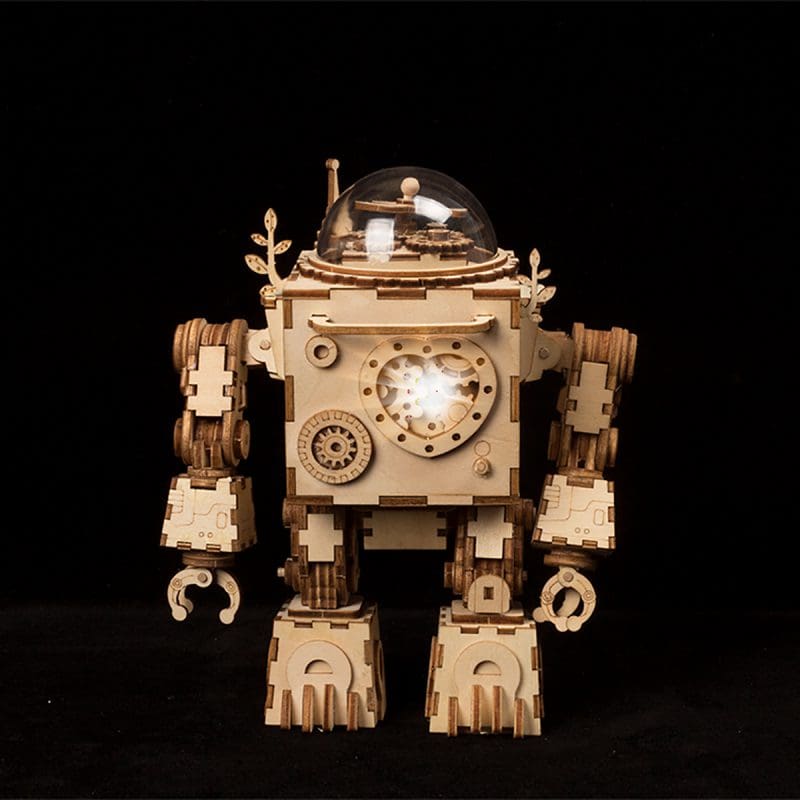 Robot Steampunk Music Box 3D Wooden Puzzle Kit Toys