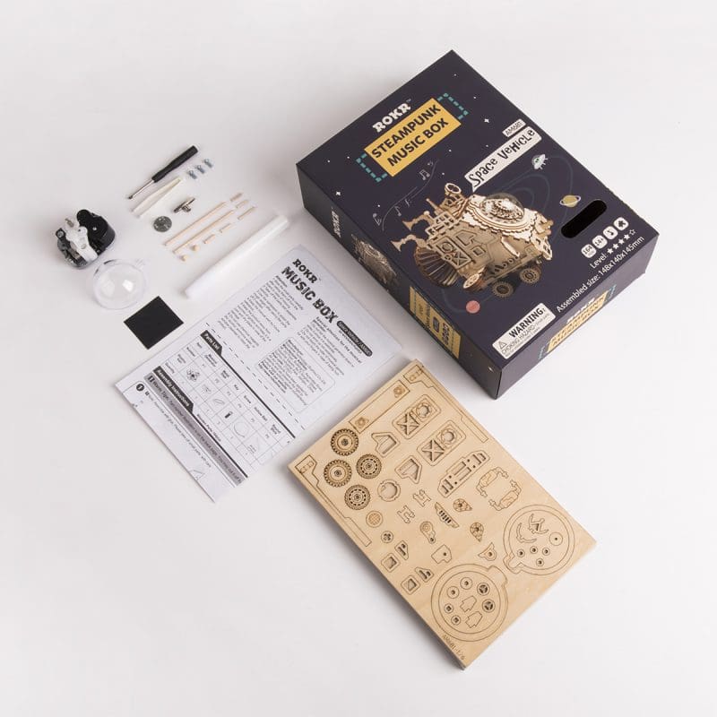 Robot Steampunk Music Box 3D Wooden Puzzle Kit Toys