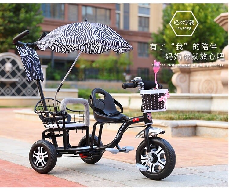 Baby Twin Tricycle Stroller 3 Wheels for Kids