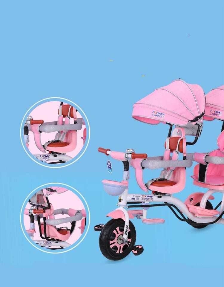 Aluminium alloy Double children's tricycle twin stroller