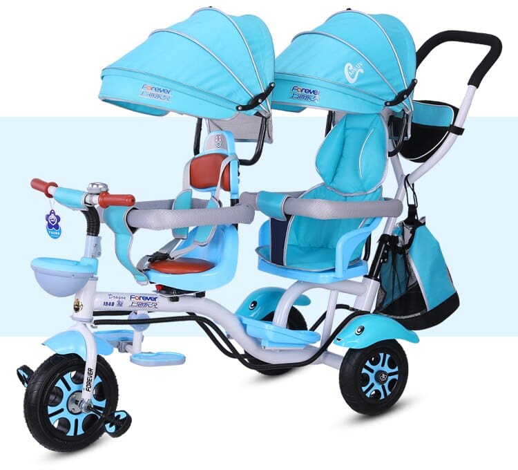 Aluminium alloy Double children's tricycle twin stroller
