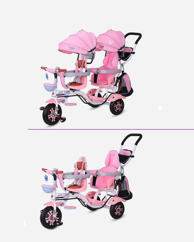 Aluminium alloy Double children's tricycle twin stroller