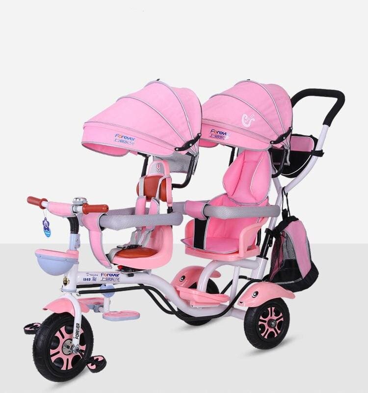 Aluminium alloy Double children's tricycle twin stroller