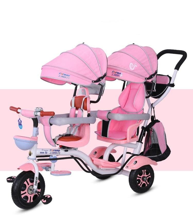 Aluminium alloy Double children's tricycle twin stroller