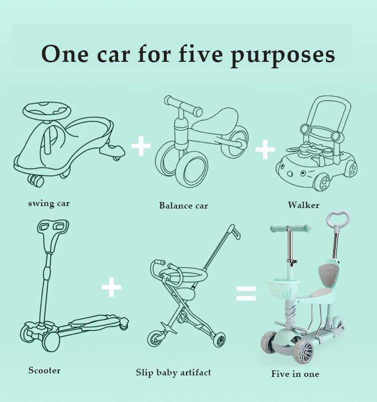 5 In 1 Folding Foot Child Scooter