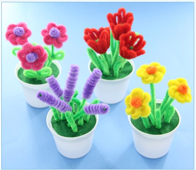 Hand twisted plush stick flower pots Kindergarten Kids DIY flower craft toys puzzle parent-child handmade kit