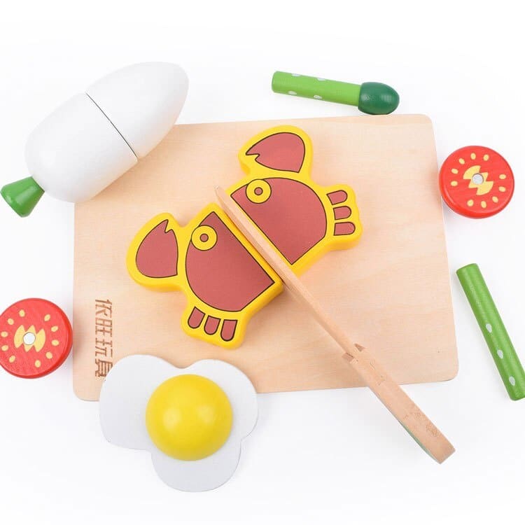 Wooden Cutting Fruit Vegetable Pretend Play Sets Toy Gifts