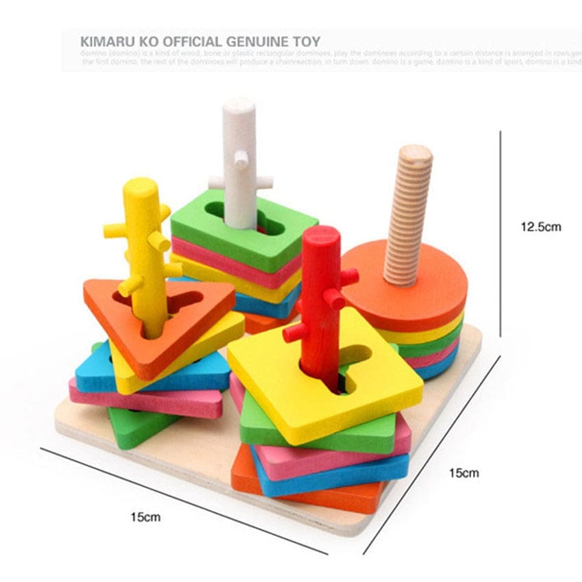 Geometric Shape Matching Wooden Building Blocks Toys