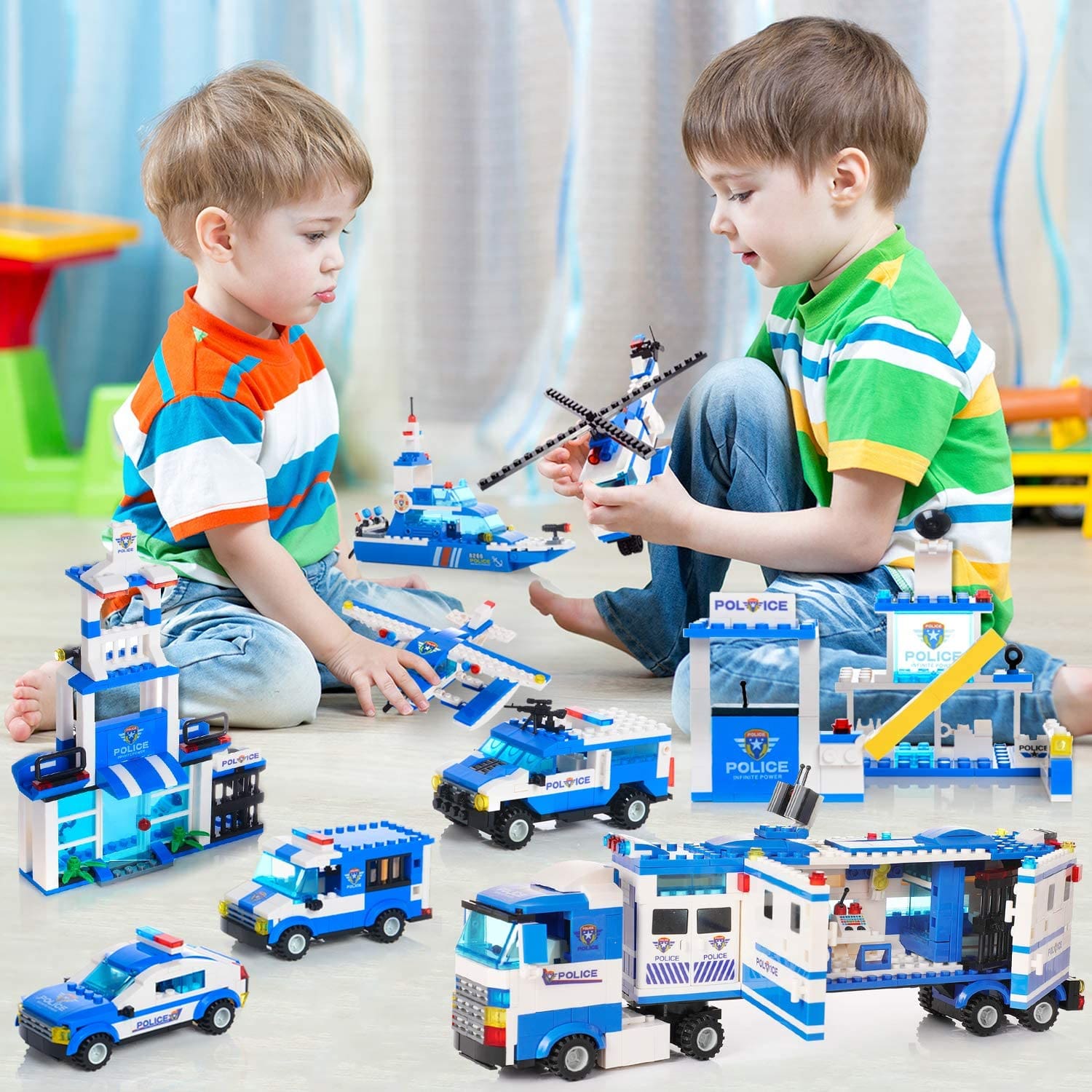 8IN1 City Police Car Building Blocks Toy for Children
