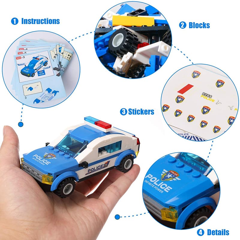 8IN1 City Police Car Building Blocks Toy for Children