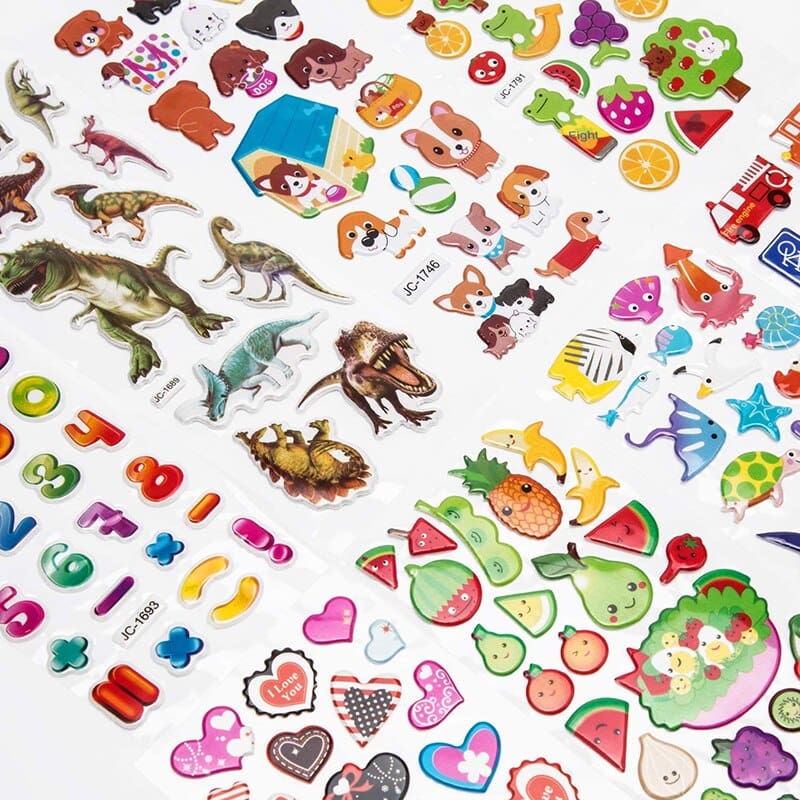 3D Stickers for Kids Toddlers 20/8 Different Sheets 3D Puffy Bulk Sticker Cartoon Education Classic Toy Children Boys Girl Gifts
