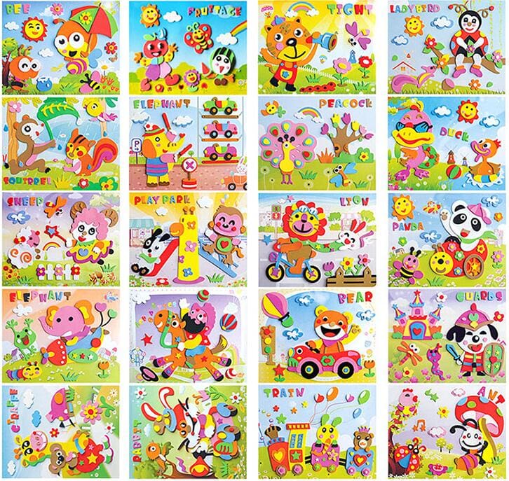 Multi-patterns Cartoon Foam Sticker Puzzle Game for Kids
