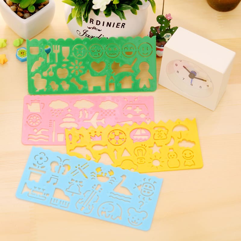 4pcs Plastic Drawing Template Board Toy for Children Gifts