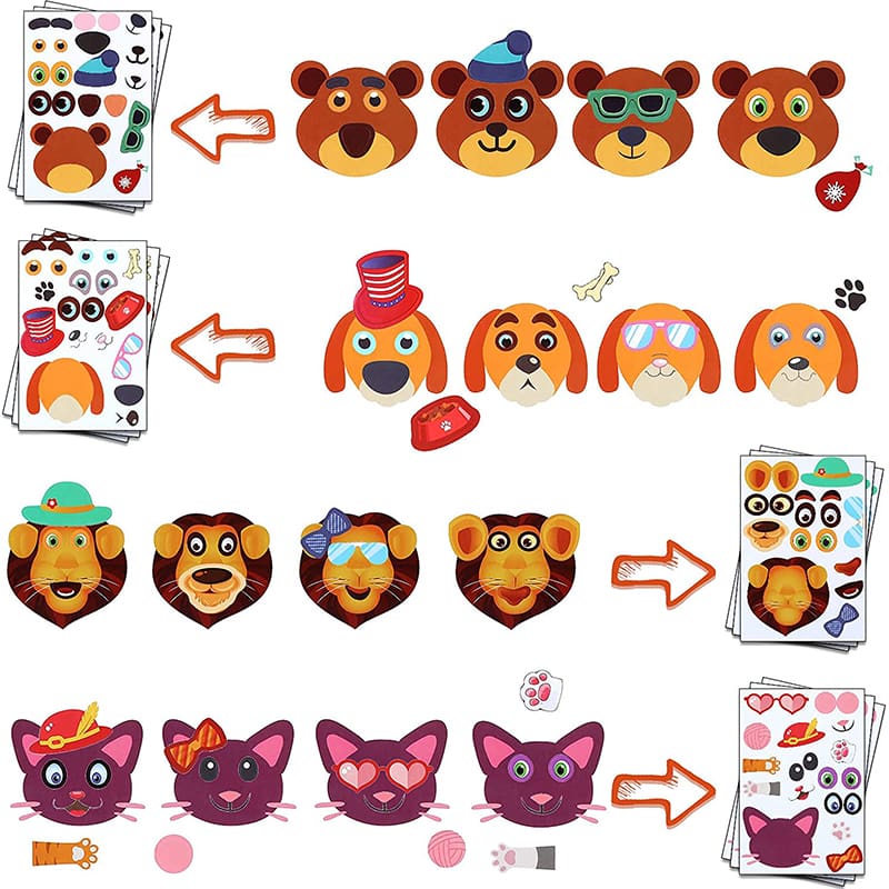 Funny Animals Face Jigsaw Sticker Toys for kids Gifts