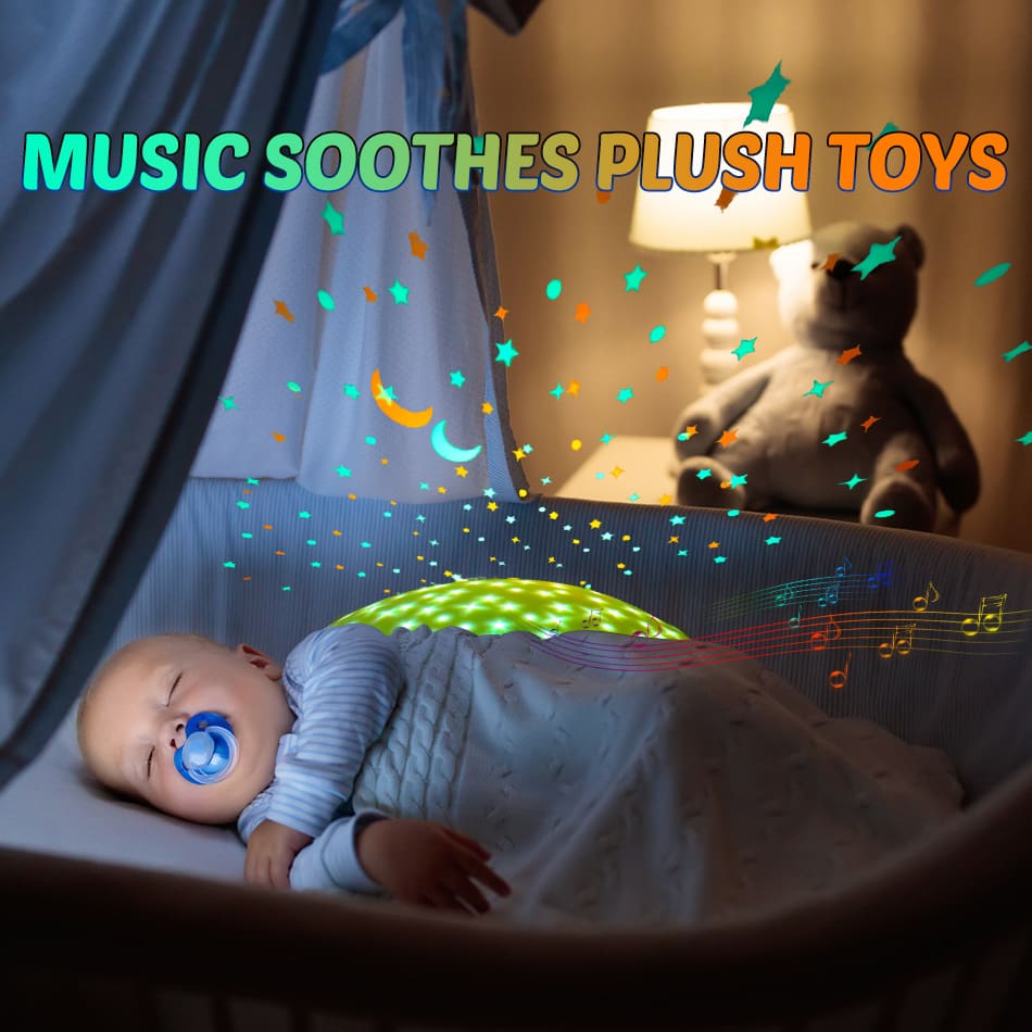 Baby Stuffed Animal Plush Toys With Music and Stars Projector