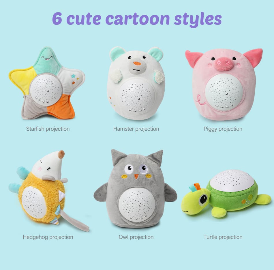 Baby Stuffed Animal Plush Toys With Music and Stars Projector