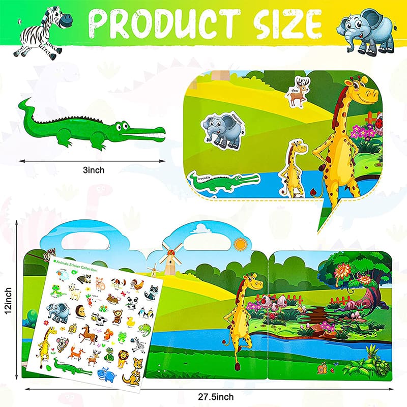 Multiple Scenarios Cartoon Educational Sticker Book for Child