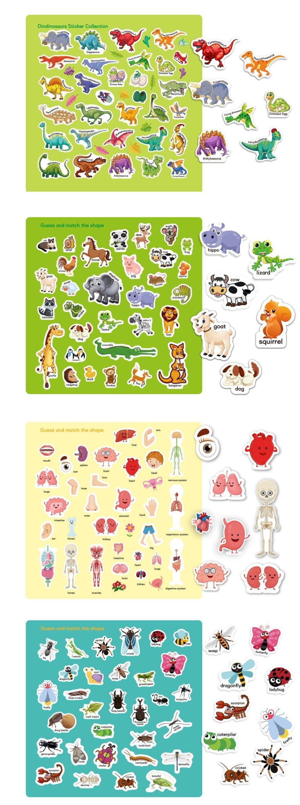 Multiple Scenarios Cartoon Educational Sticker Book for Child