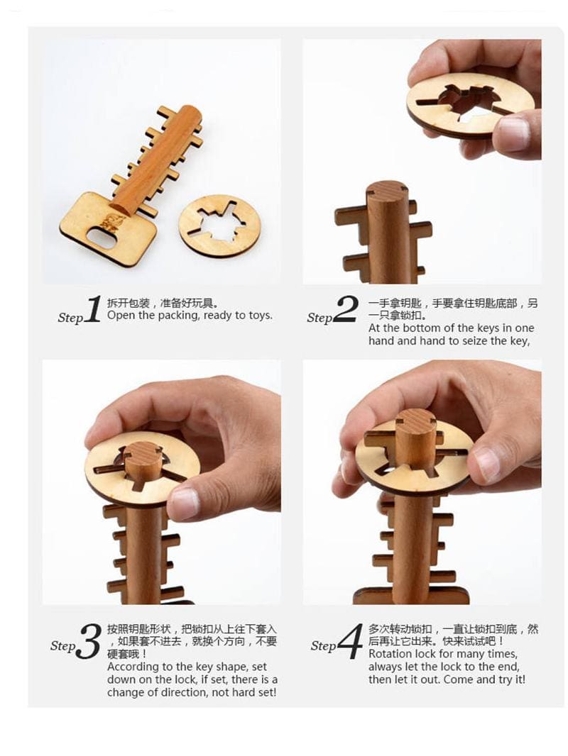 3D Wooden Puzzle Lock Toy For Children Adults