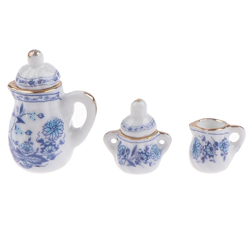15Pcs 1:12 Miniature Porcelain Tea Cup Set for Toyhouse Furniture