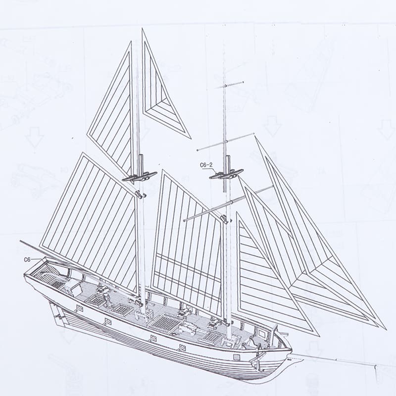 1:100 DIY Halcon Wooden Sailing Boat Model Kit