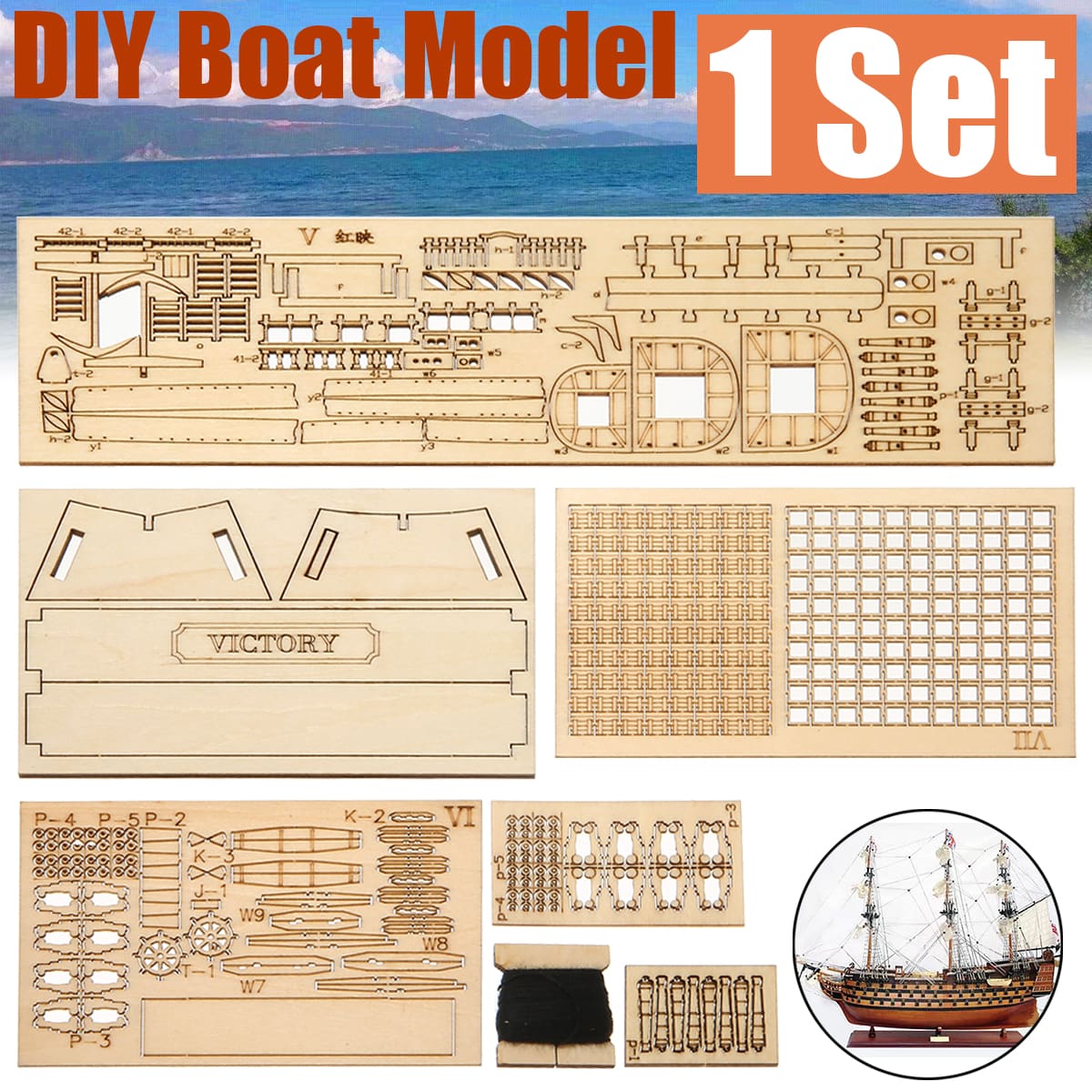 1 Set DIY Handmade Assembly Ship Wooden Sailing Boat Model Kit Ship Handmade Assembly Decoration Gift For Children