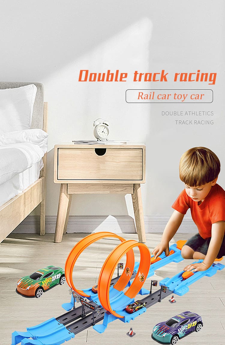 Diy Assembled Double Car Wheels Model Racing Track Toys