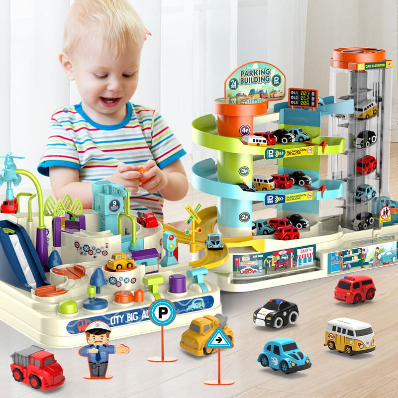 Toy City Rail Track Car Parking Building Toys for Kids